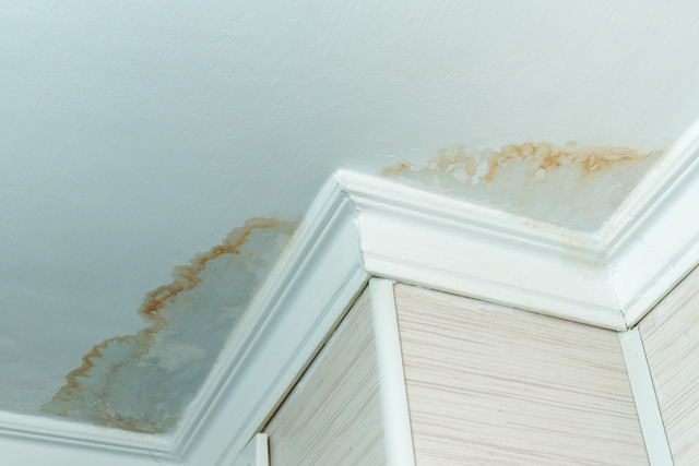 water damaged white ceiling